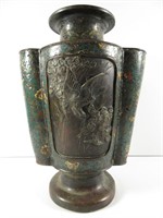 Chinese Champleve Mixed Metal Vase Birds