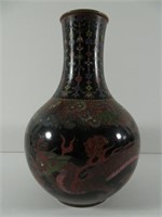Japanese Cloisonne Vase with Dragon and Flowers