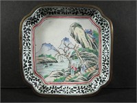 Chinese Enamel On Copper Tray Landscape Figures