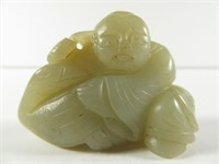 Chinese Celadon Jade Man With Duck