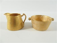 Miniature Porcelain Gold Painted Pitcher & Bucket