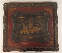 Chinese 18th C Red Lacquer Gilt Scholar's Box