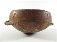 Antique Stoneware Bowl With Red Rim