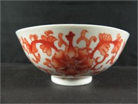 Chinese Iron Red Bowl Bats Flowers