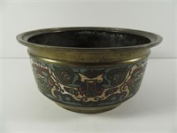 Chinese Champleve Bronze Taotie Mask Bowl