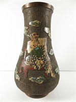 Japanese Bronze Champleve Vase Oshima Joun