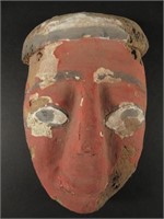 Antique Egyptian Polychrome Painted Death Mask