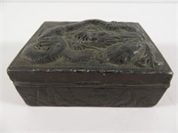 Chinese Small Bronze Box with Repousse Dragon