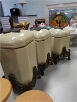 Choice of 3 vases with lid and metal decor