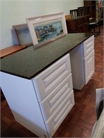 White desk with marble top