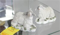PAIR STAFFORDSHIRE STYLE PORCELAIN SHEEP