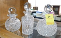 CUT CRYSTAL JARS W/STOPPERS 3PCS