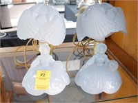 PAIR 1950S GLASS FIGURAL BOUDOIR LAMPS