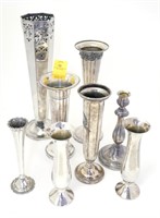 SILVERPLATED TRUMPET VASES INCL PAIRPOINT 8PCS