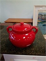Red bowl with lid