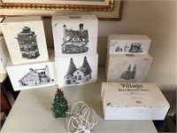 Lot of Dickens Christmas Village Houses & Tree