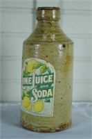 Stoneware Bottle w/ Lime Juice & Soda Label