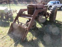 antique farmall M tractor & loader (not running)
