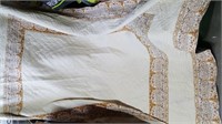 Cream Leaf Patterned Bed Spread