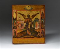 RUSSIAN HAND PAINTED ICON ON WOOD PANEL