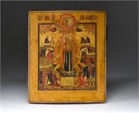 RUSSIAN HAND PAINTED ICON ON WOOD PANEL