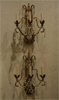 PAIR OF BEADED GLASS SCONCES