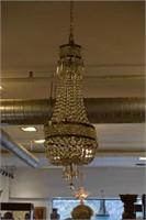 CUT GLASS BEADED EMPIRE STYLE ANTIQUE CHANDELIER
