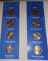2007& 2008 Presidential $1 Coin Collections