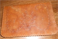 Vtg Hand Tooled Leather Folder