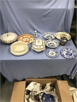 Box of assorted wonderful antique dishes       (k