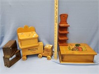 Large lot of assorted wood banks, boxes, etc.