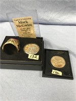Mark McGuire 24kt gold plated coin and ring set, l