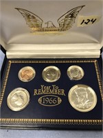 1966 Mint set, Kennedy half dollar is 20% silver