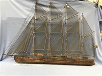 Flat model ship made from copper wire, 31" high x