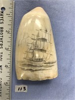 Whale's tooth, 4" tall has a minor crack in it, sc