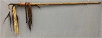 American Indian dance stick, 60.5" long decorated