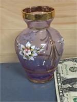 Small Gold Tooled glass Vase with Flower