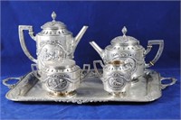 Fine 19th Century Hanau, Germany Silver Tea Set