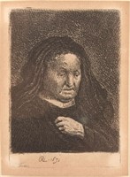 REMBRANDT VAN RIJN ETCHING OF ARTISTS MOTHER 1631