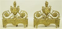 PAIR 19th C. FRENCH NEOCLASSICAL BRONZE ANDIRONS