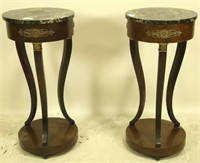 PAIR OF FRENCH EMPIRE MARBLE TOP STANDS