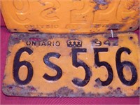 Pair of Ontario License Plates 1942