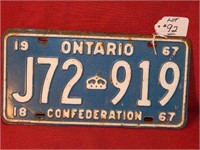 Pair of Ontario License Plates 1967