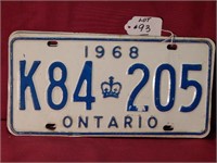 Pair of Ontario License Plates 1968