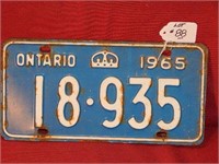 Pair of Ontario License Plates 1965