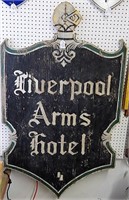 Liverpool Arms Hotel double-sided wooden sign