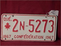 Pair of Quebec License Plates Confederation 1967