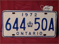 Pair of Ontario License Plates 1972
