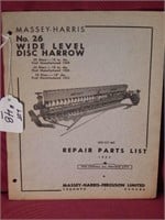 Massey-Harris Manual No.26 Wide Level Disc Harrow