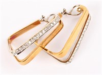 18K TWO TONE DIAMOND TRIANGLE HOOP EARRINGS